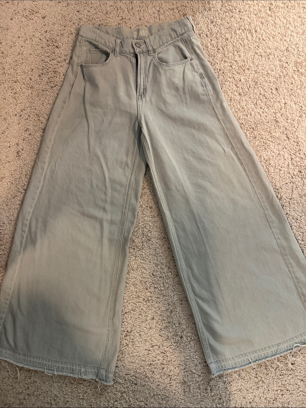 Rewash Wide-Leg Jeans in Light Sage Green